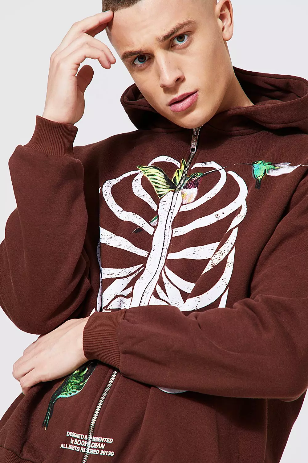 Ribcage zip up hoodie hotsell