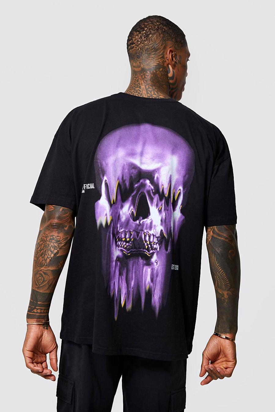 Black Oversized Skull Back Print T-shirt