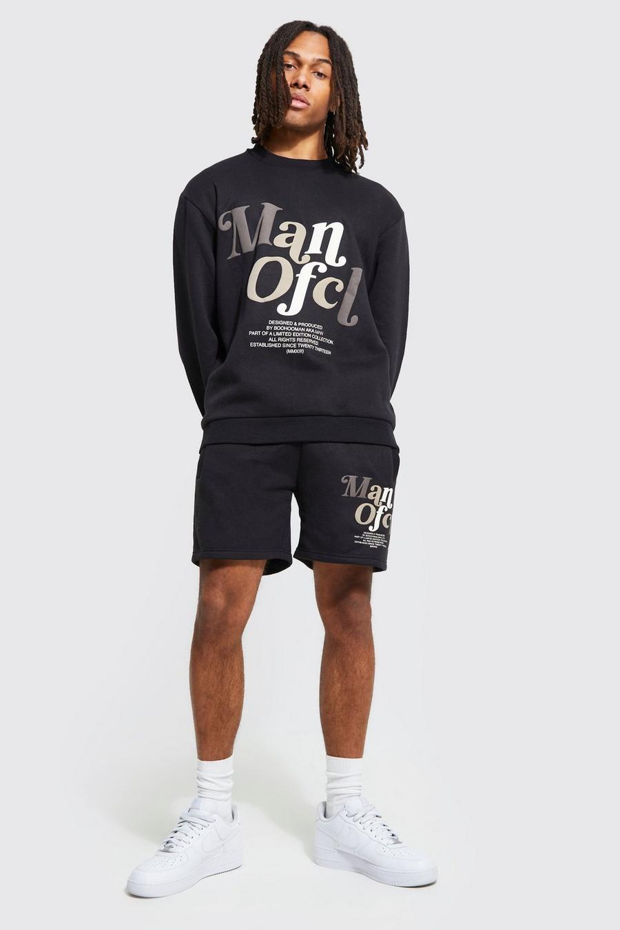 Black Oversized Man Ofcl Sweatshirt Short Tracksuit image number 1