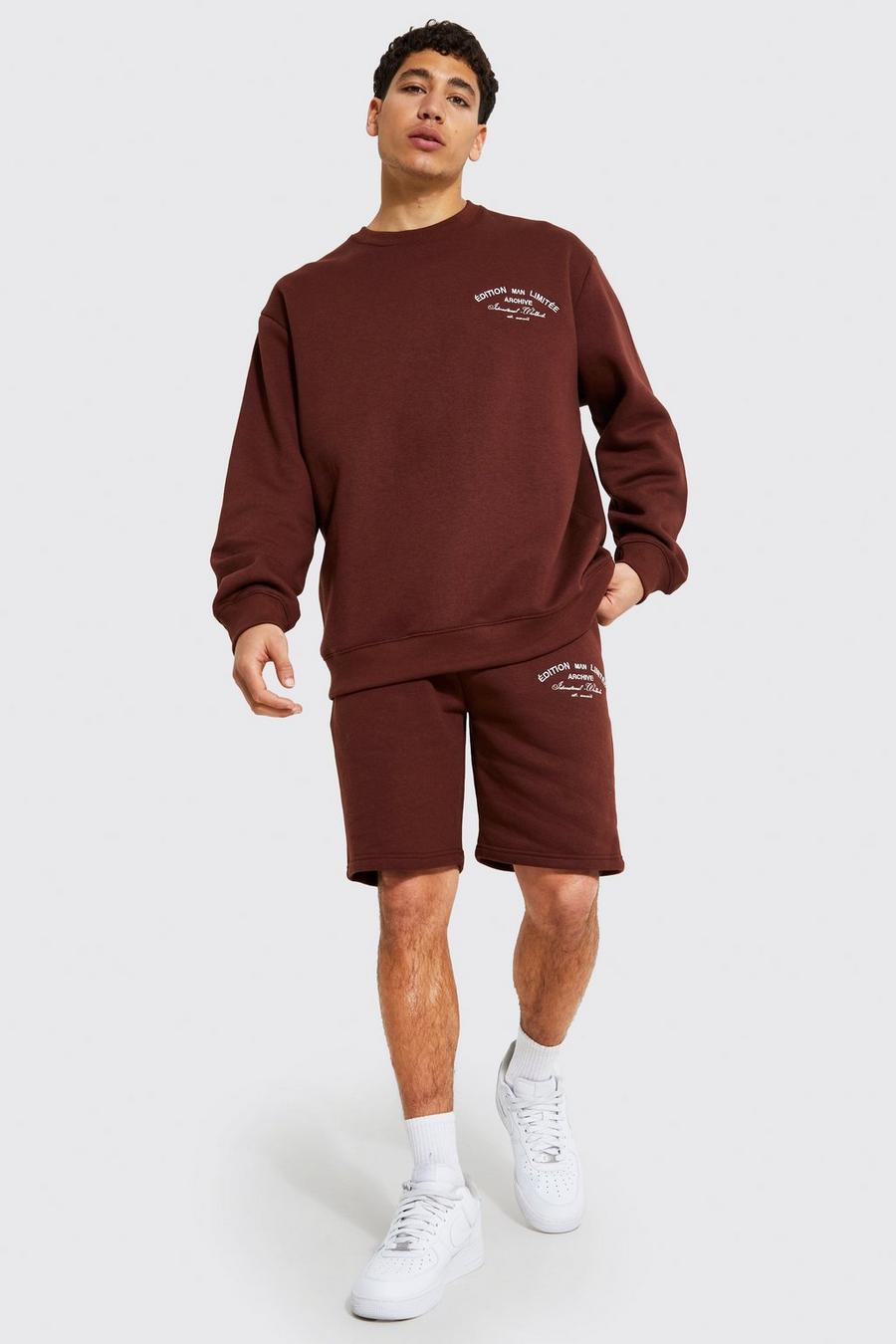 Chocolate brun Oversized Edition Man Sweater Short Tracksuit