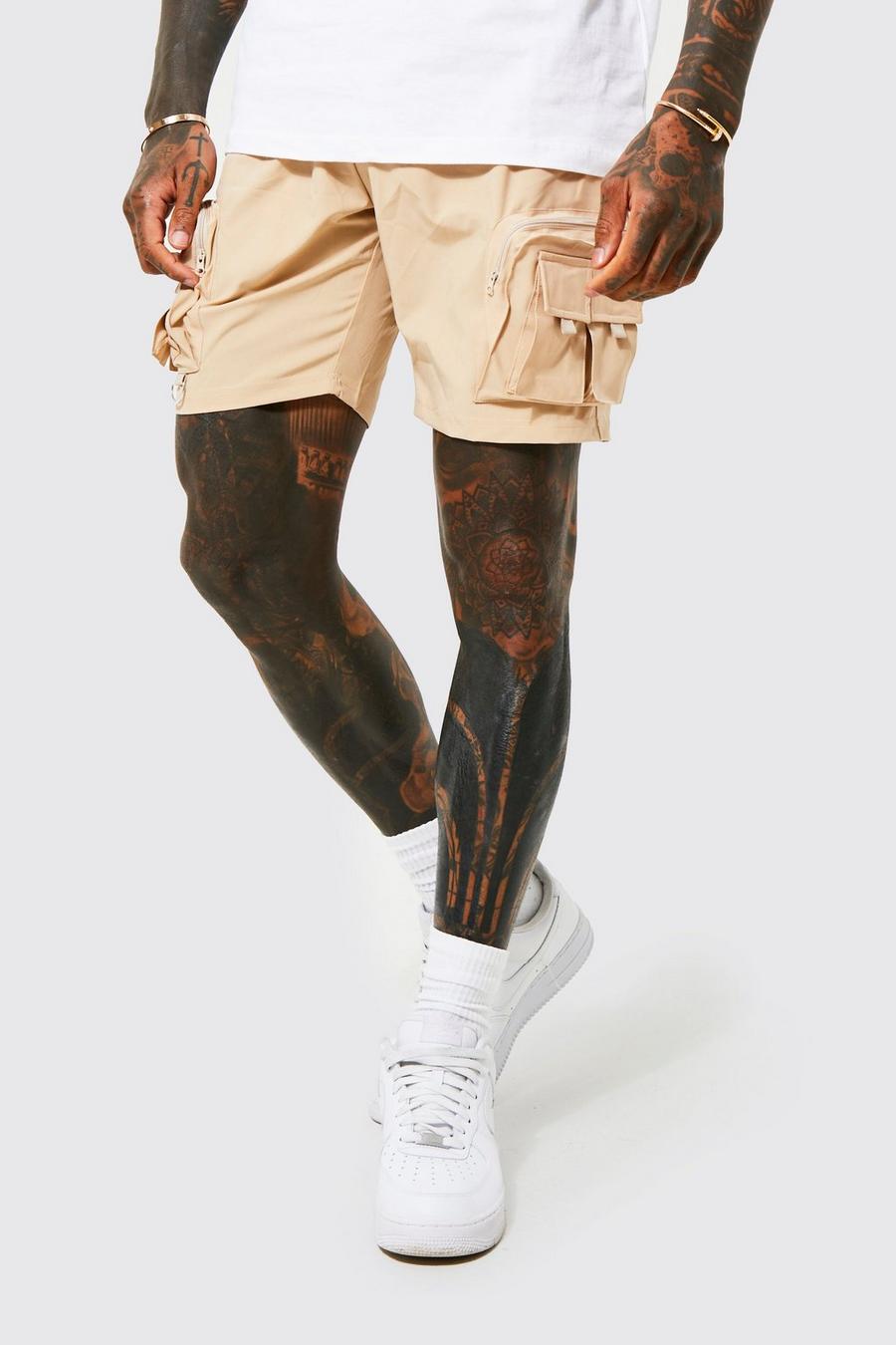 Slim-Fit Cargo-Shorts mit 3d-Taschen, Stone image number 1