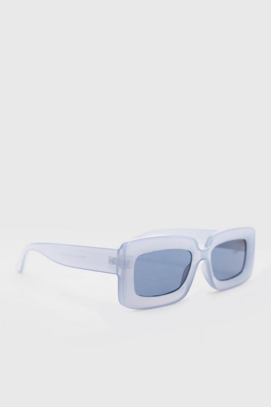 Blue blå Deep Set Rectangle Sunglasses image number 1