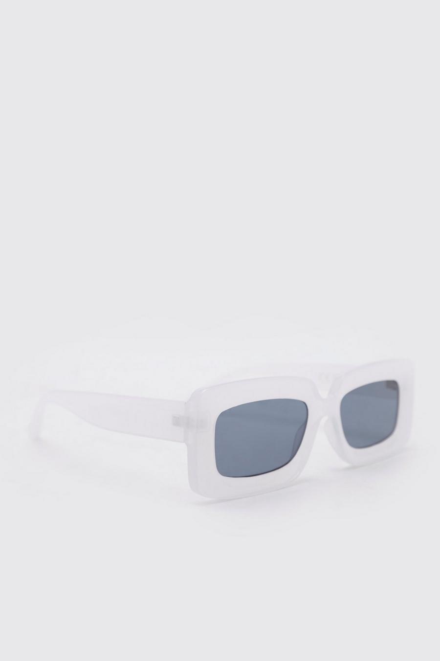 White Deep Set Rectangle Sunglasses image number 1