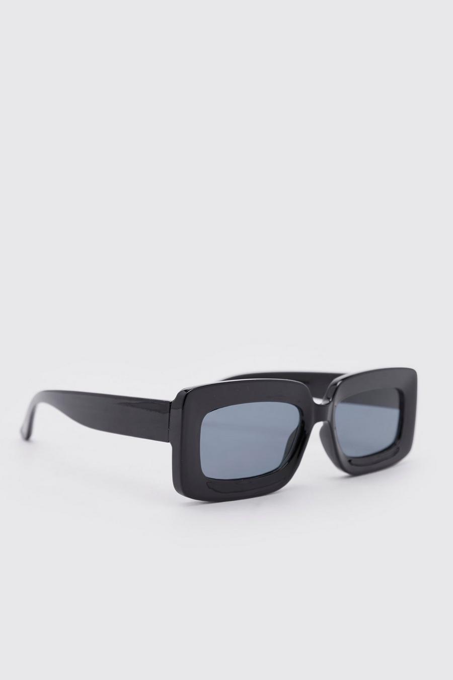 Black svart Deep Set Rectangle Sunglasses image number 1