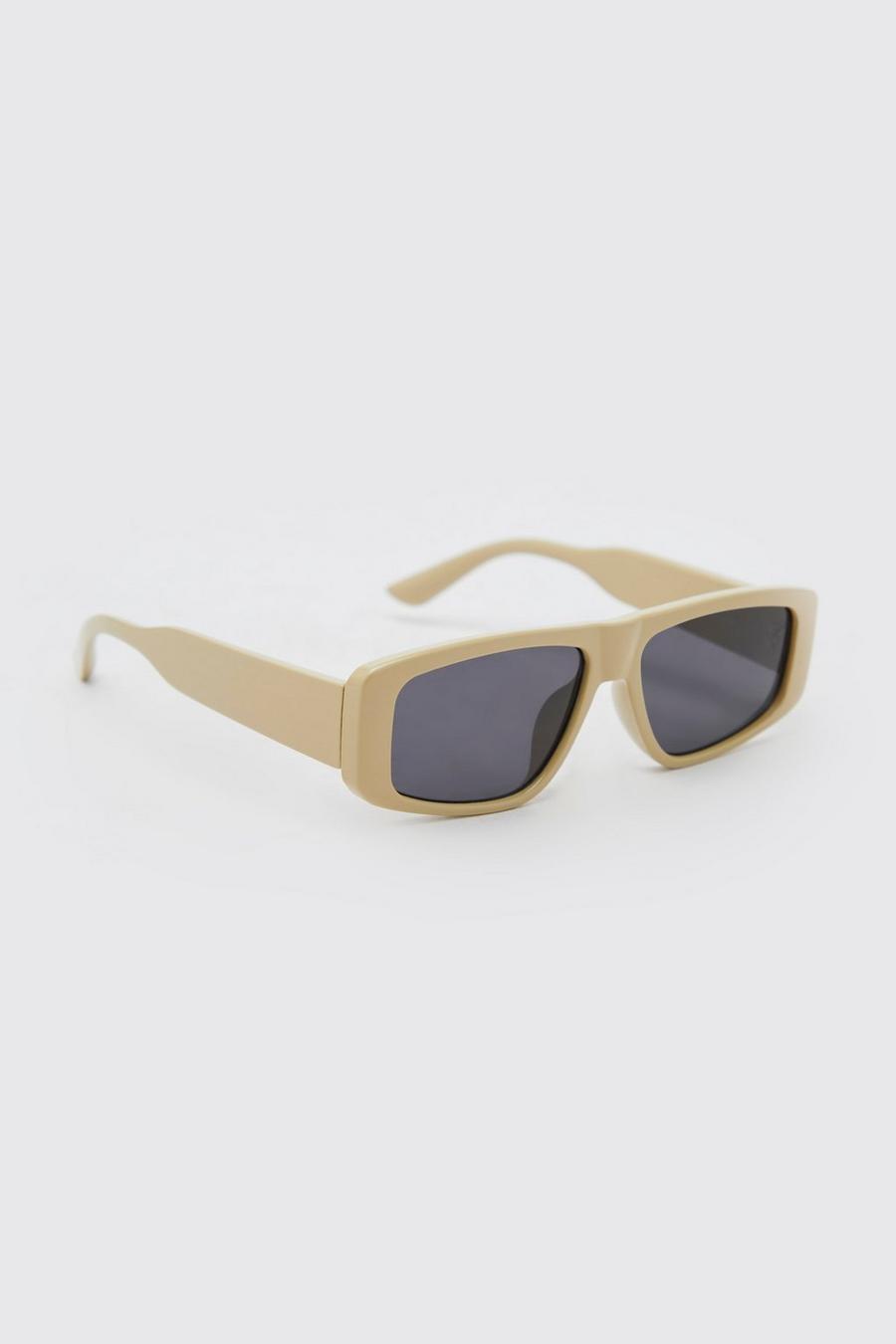 Ecru Flat Top Rectangular Sunglasses image number 1
