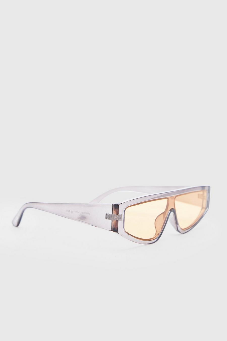 Grey grå Smala solglasögon i återvunnet material med rak kant