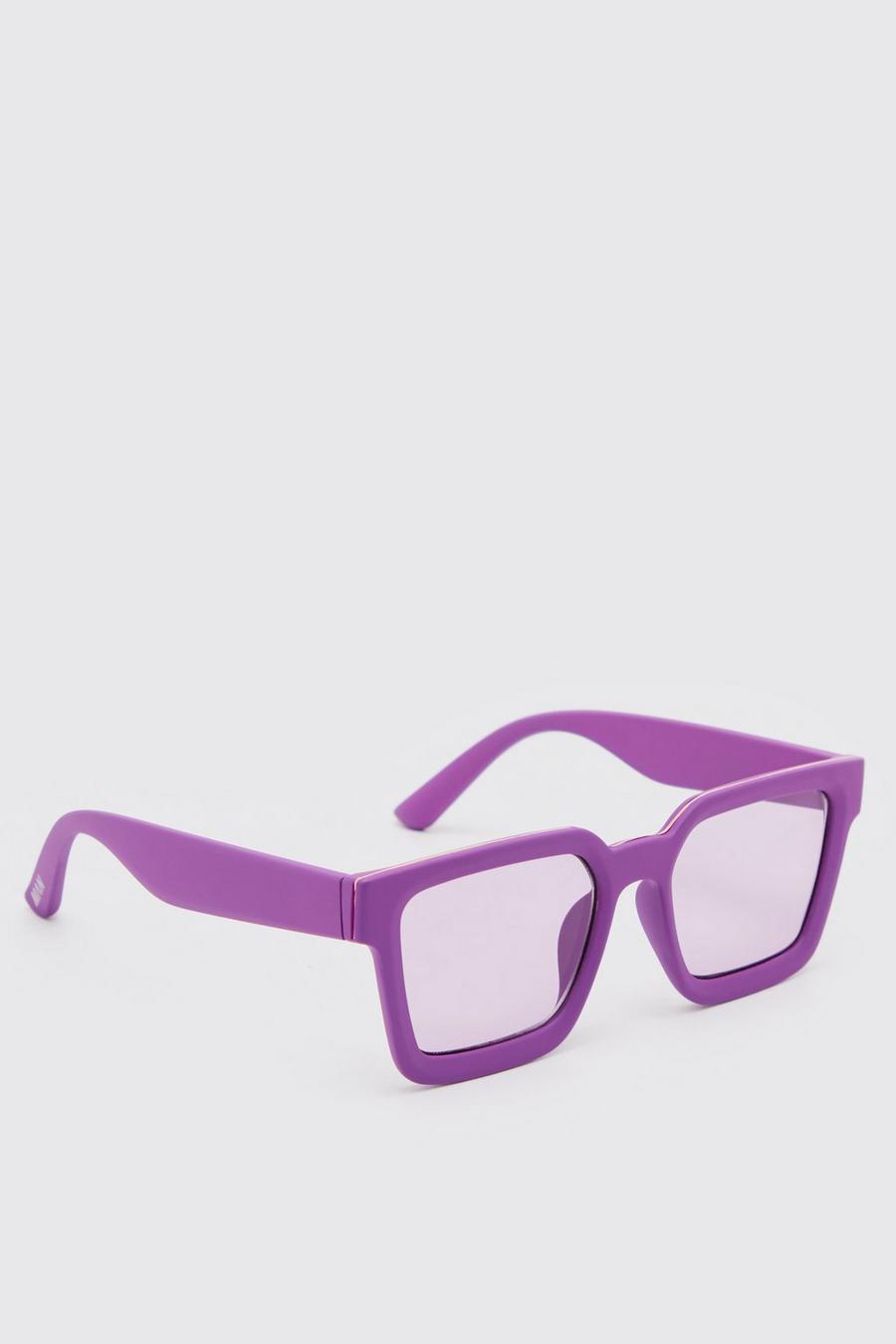 Purple Rubberised Chunky Sunglasses image number 1
