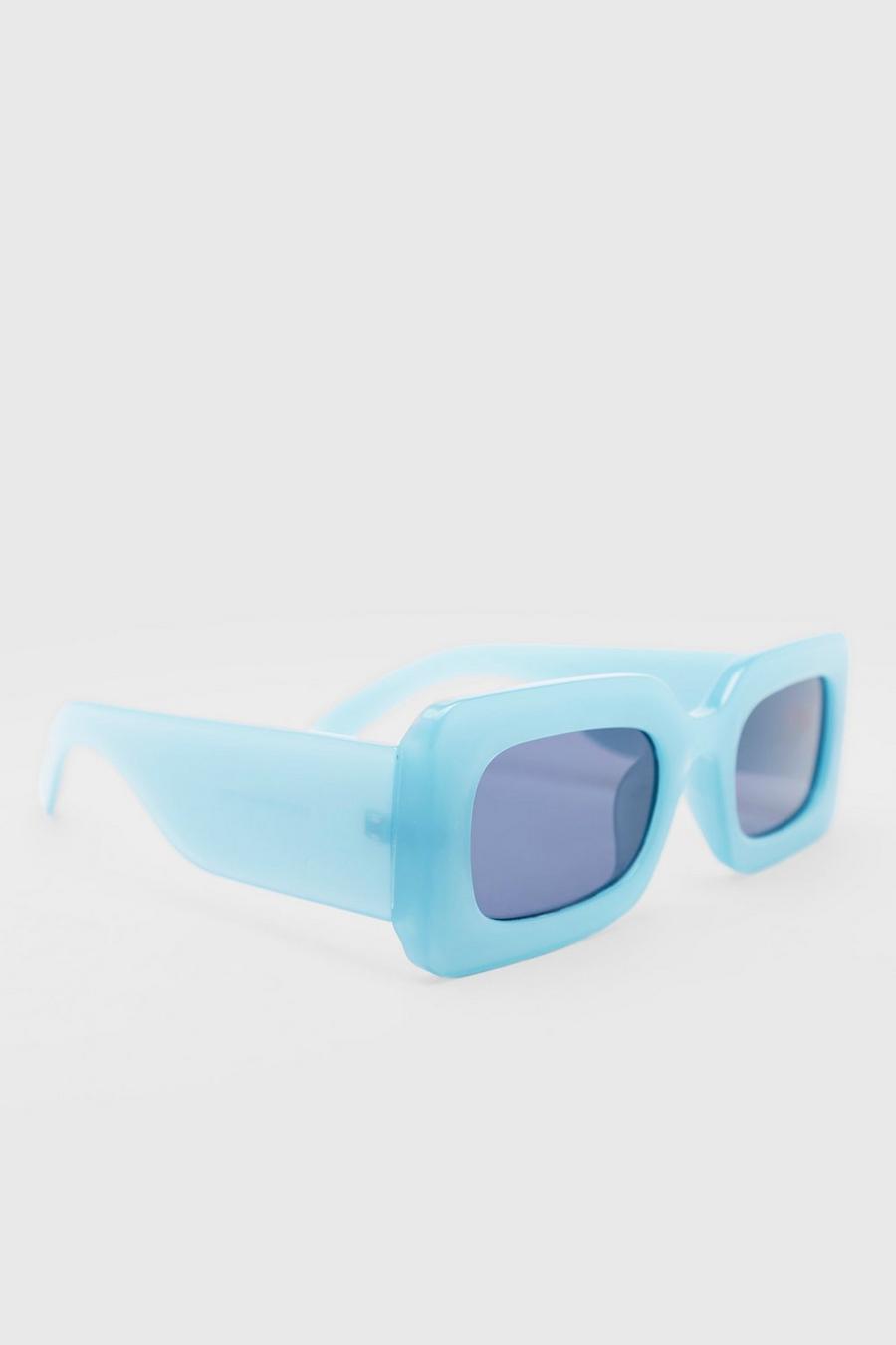 Blue Chunky Rectangular Sunglasses image number 1