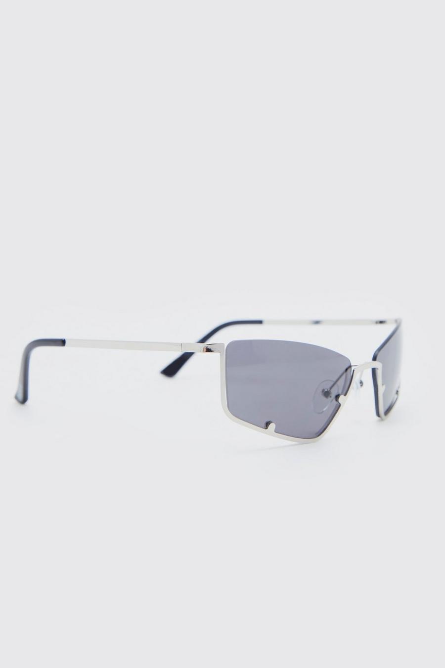Silver Metal Half Frame Sunglasses