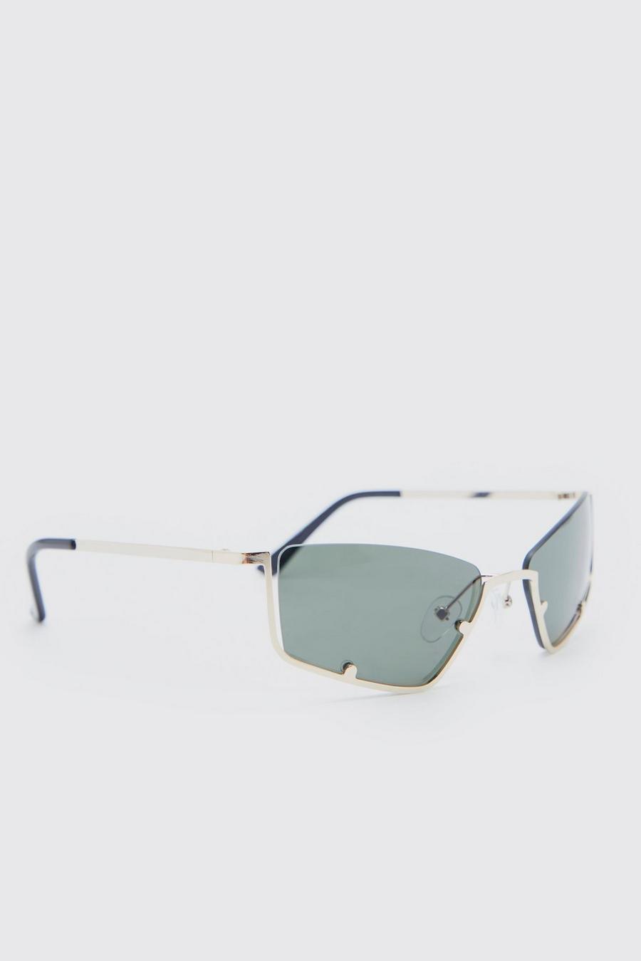 Gold metallic Metal Half Frame Sunglasses