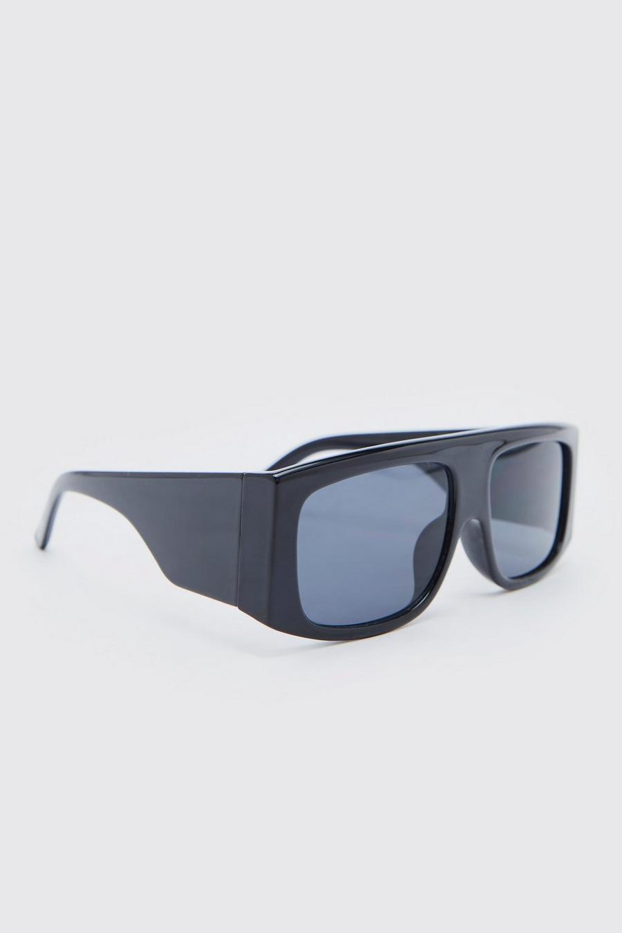Black svart Chunky Flat Top Sunglasses image number 1