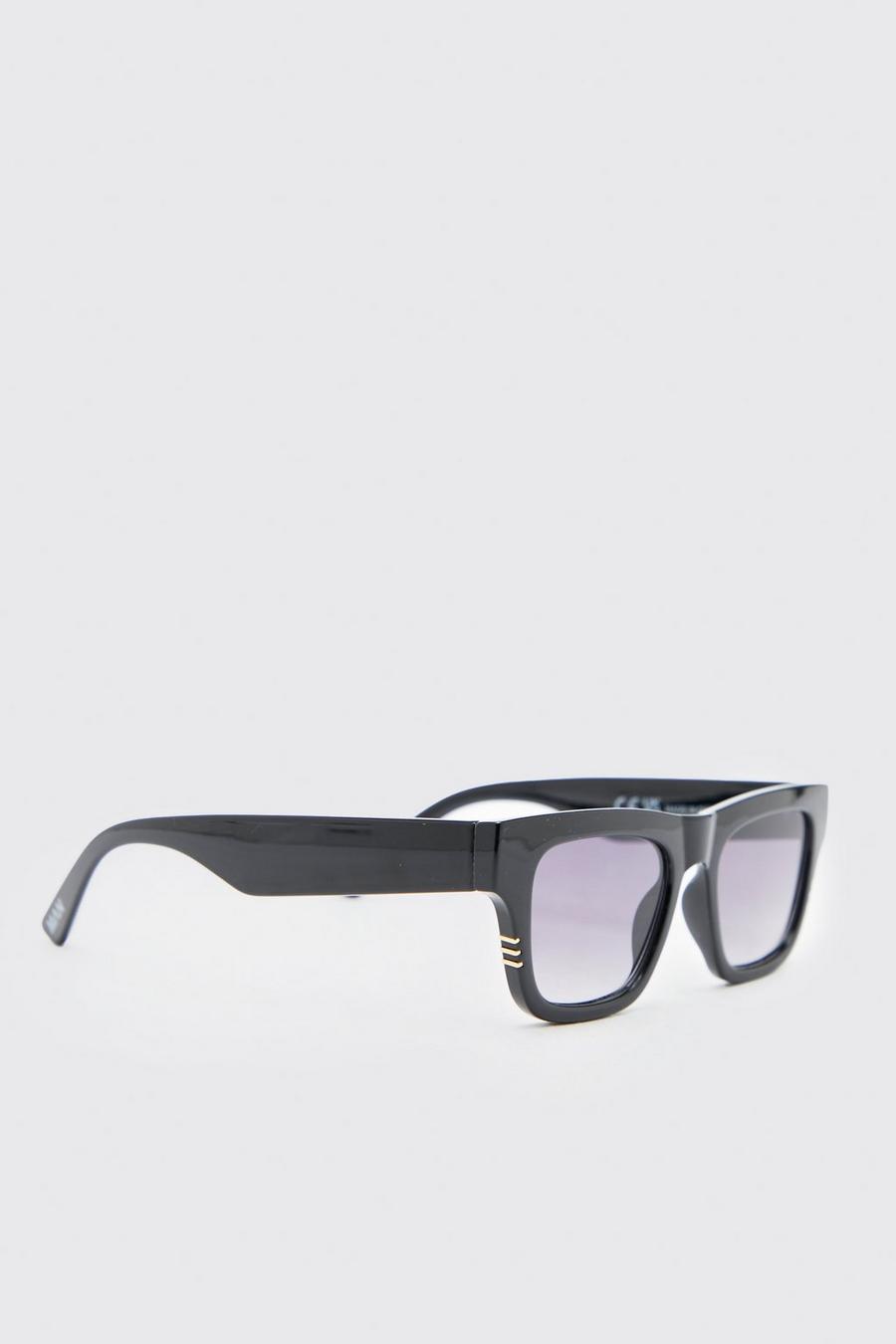 Black svart Metal Insert Classic Sunglasses image number 1