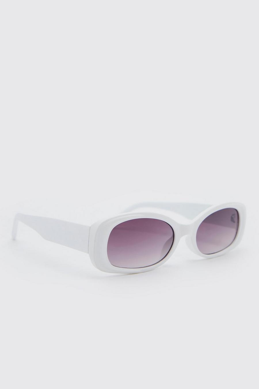 White blanc Rubberised Rounded Sunglasses