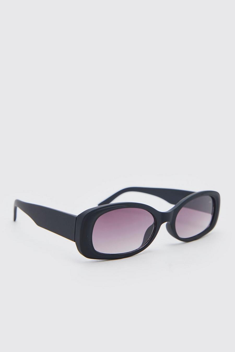 Black Rubberised Rounded Sunglasses image number 1