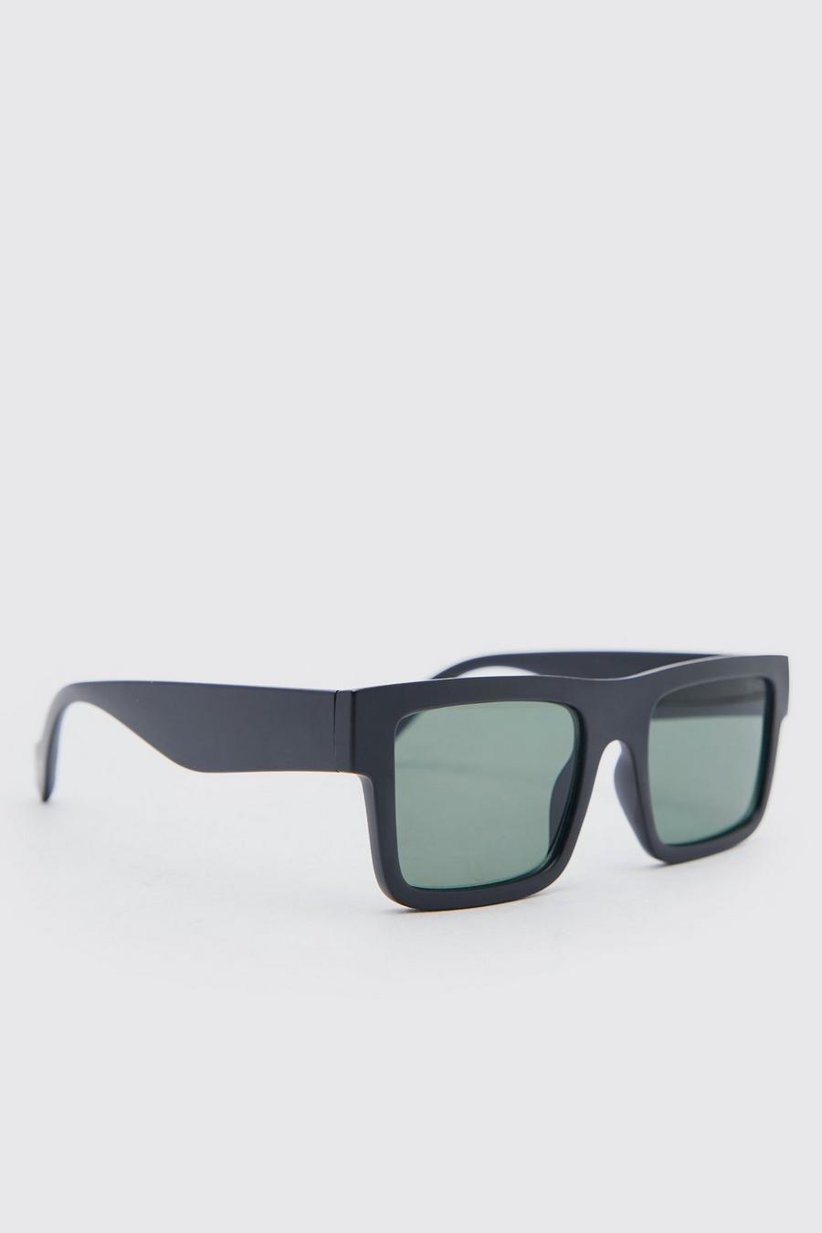 Black Matte Plastic Flat Top Sunglasses image number 1