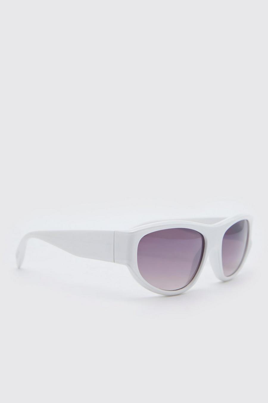 White Mirrored Wrap Sunglasses