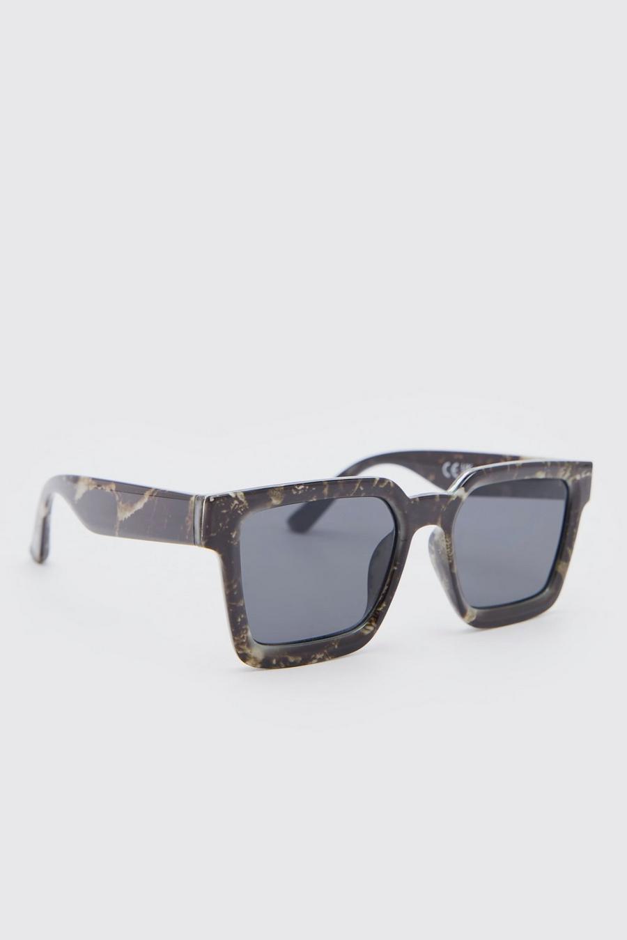 Gafas de sol s gruesas de plástico con acabado efecto mármol, Black image number 1