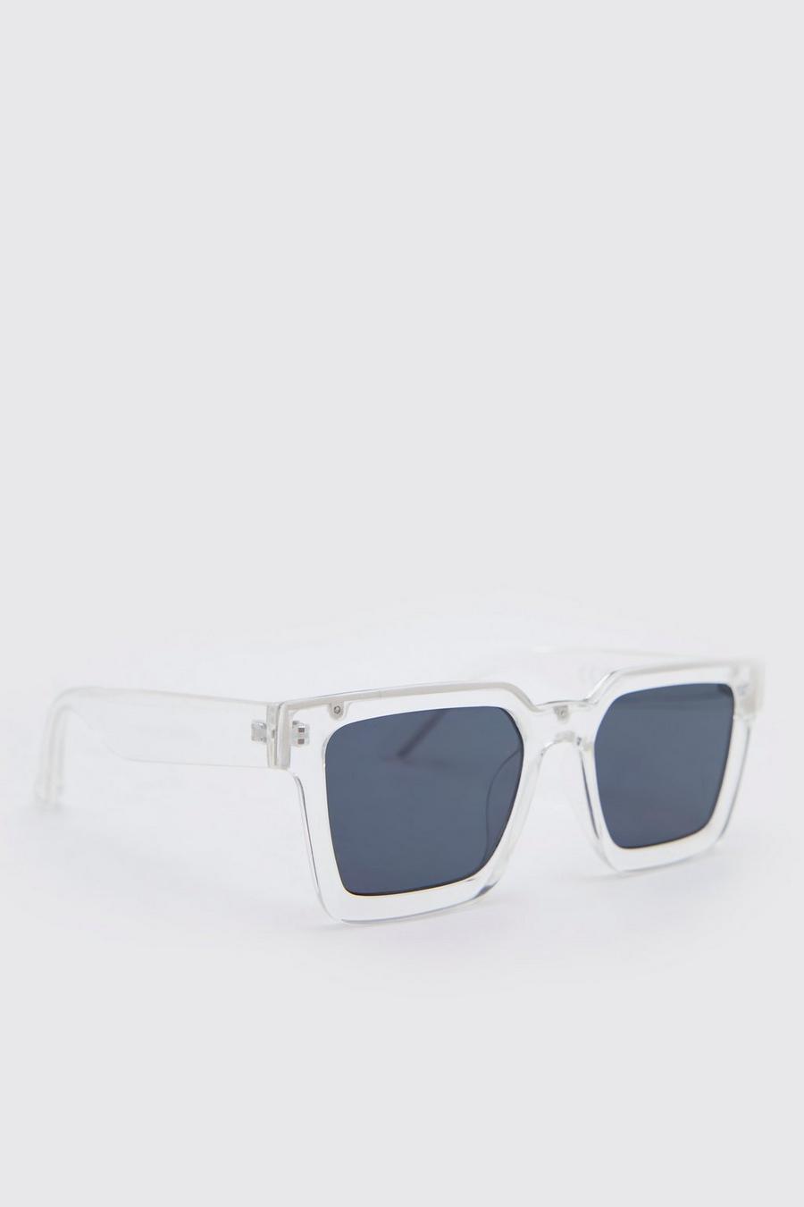 Clear transparent Plastic Chunky Sunglasses image number 1
