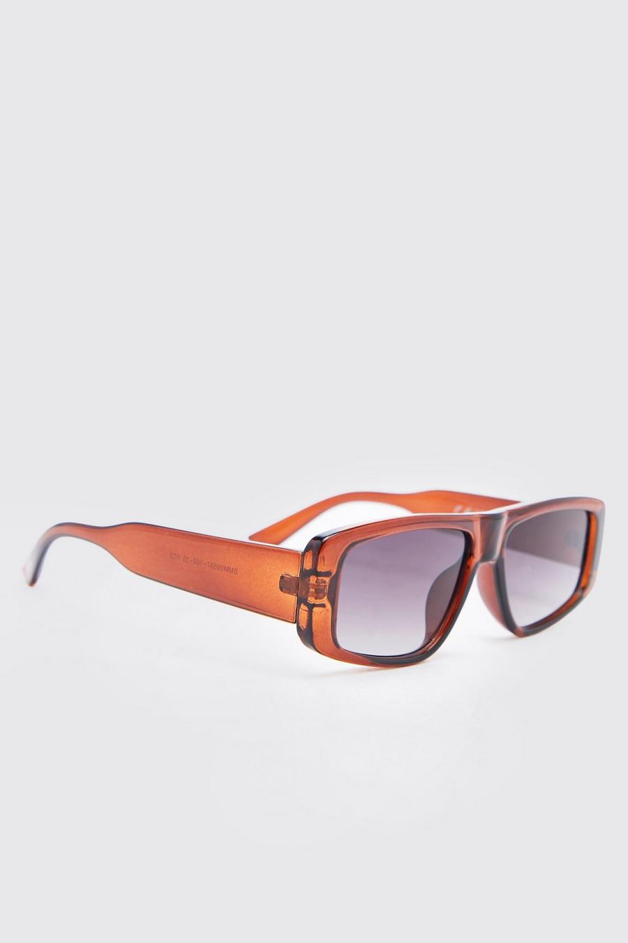 Amber orange Recycled Flat Top Rectangular Sunglasses