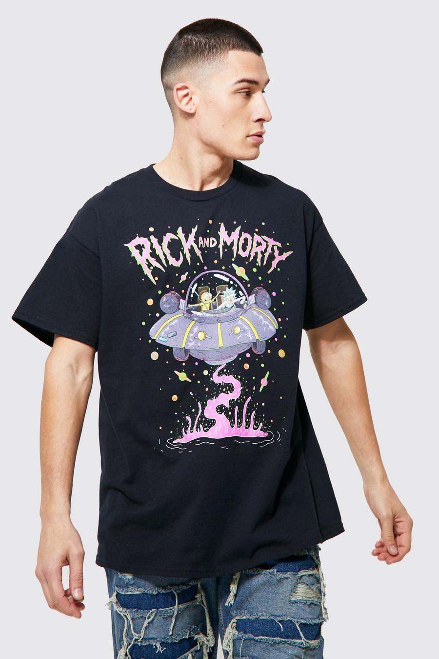 Black Oversized Rick & Morty License T-shirt image number 1