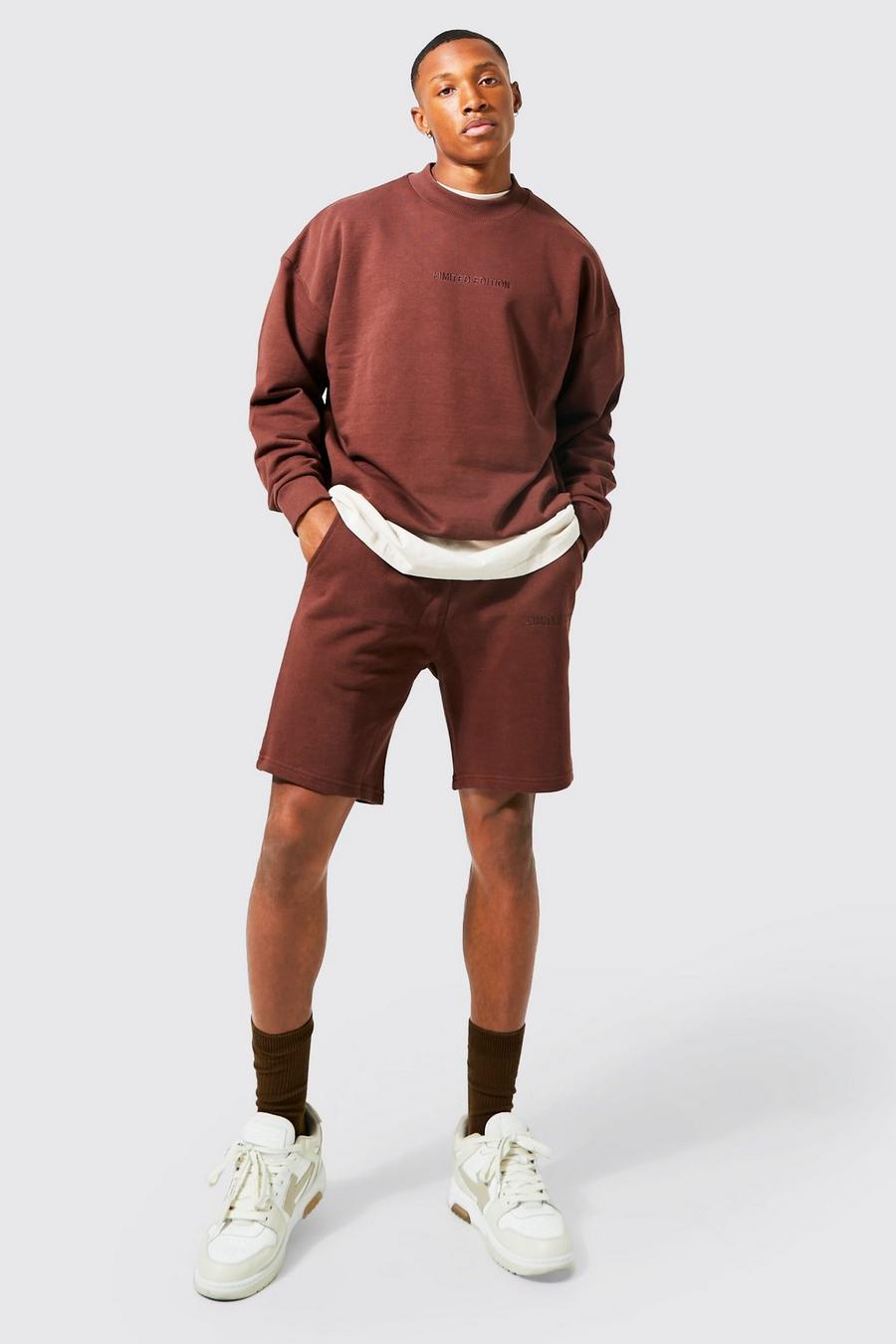 Chocolate Heavyweight Loopback Short Sweater Tracksuit image number 1