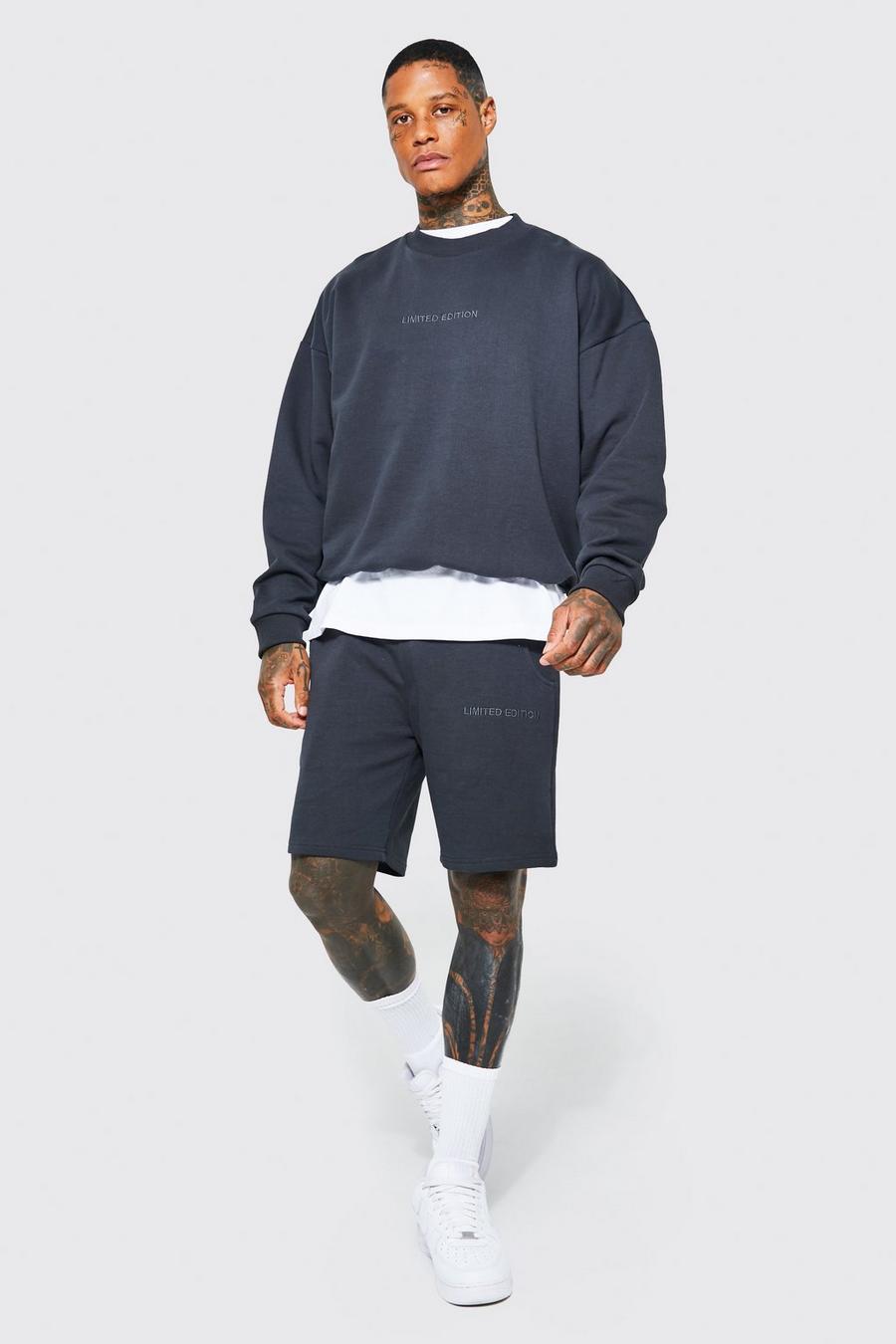 Charcoal grey Heavyweight Loopback Short Sweater Tracksuit