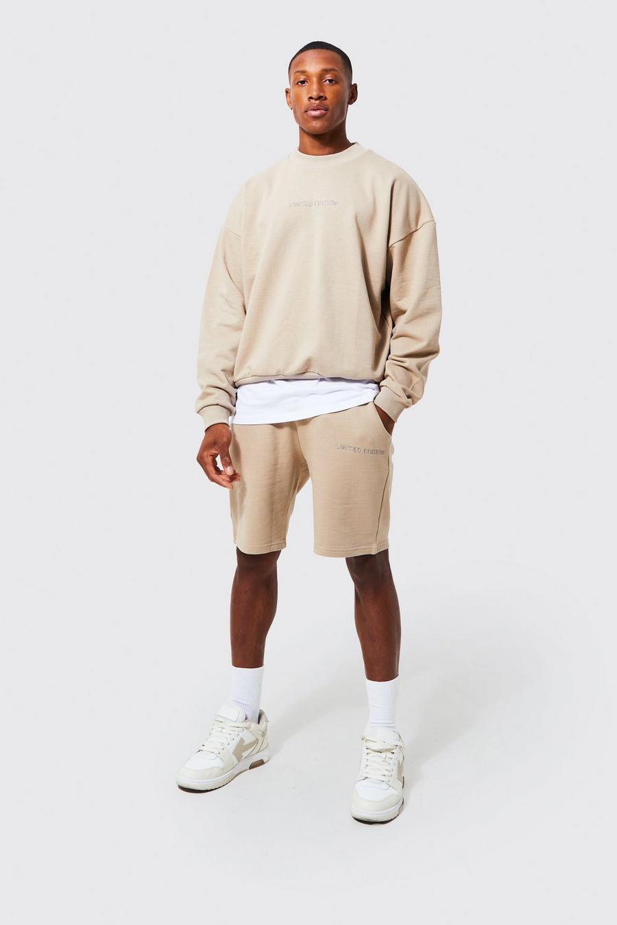 Sand Heavyweight Loopback Short Sweater Tracksuit image number 1