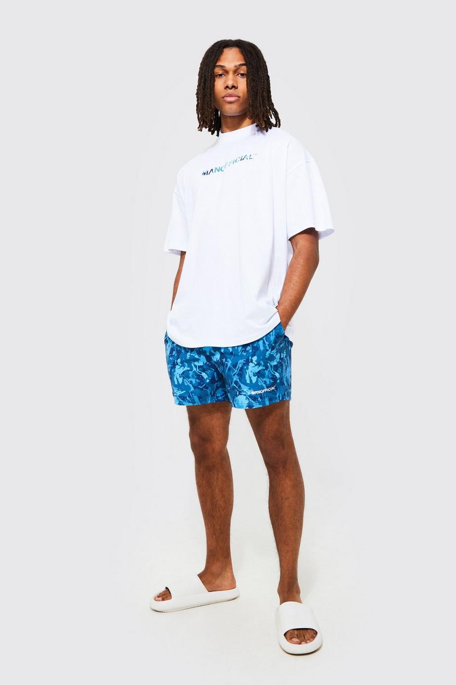 White Man Camo T-Shirt And Swim Short Set image number 1