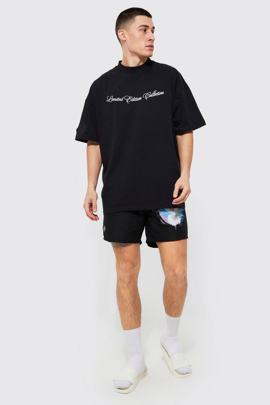 Black Homme T-Shirt And Swim Short Set
