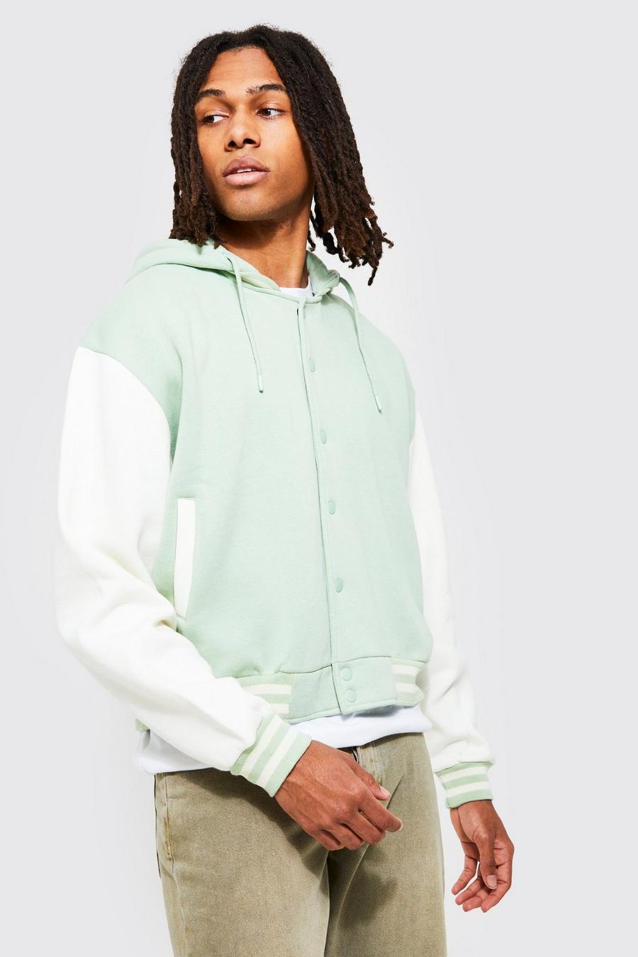 Sage Boxy Hooded Jersey Bomber image number 1