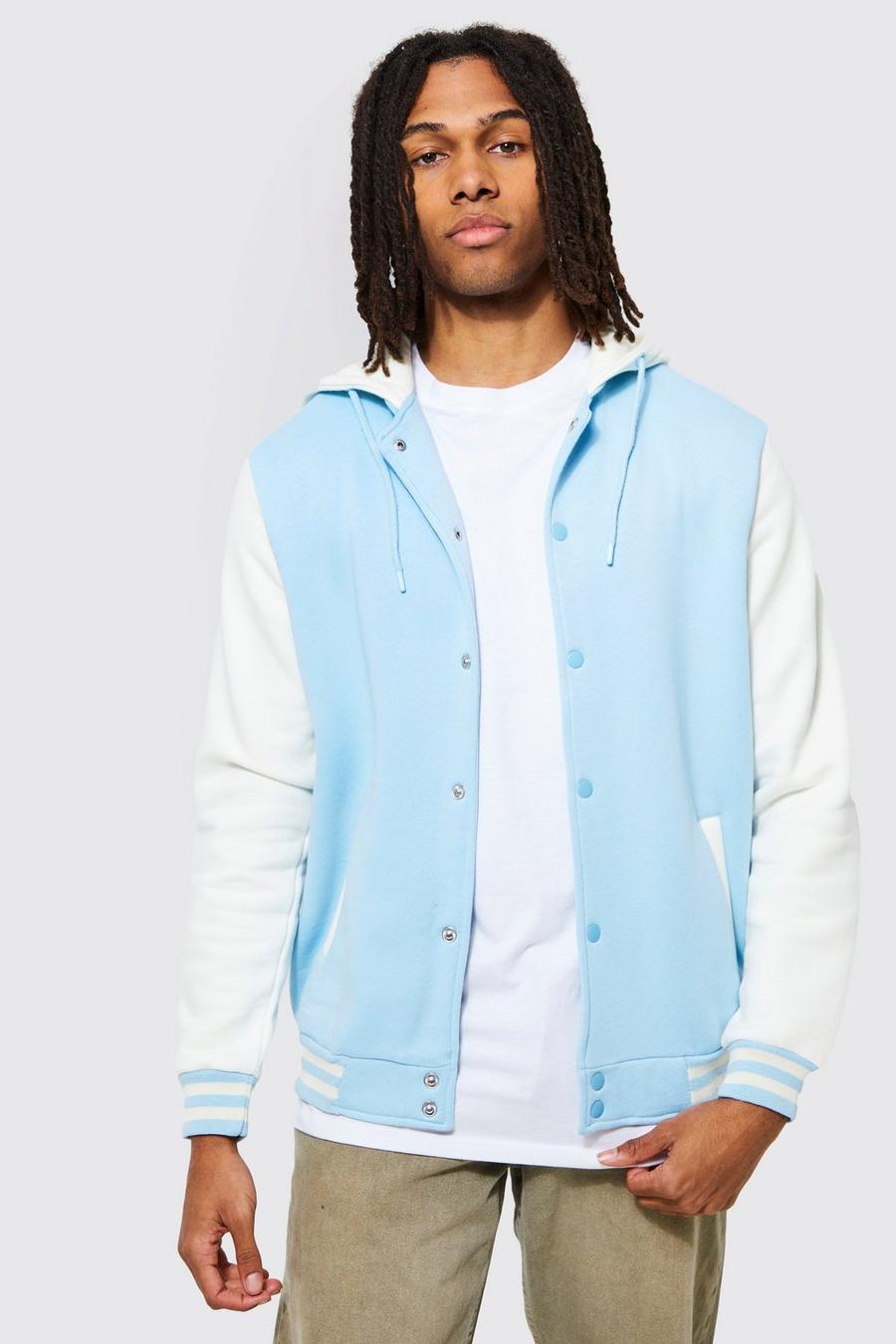 Light blue Jersey Bomber With Contrast Hood image number 1