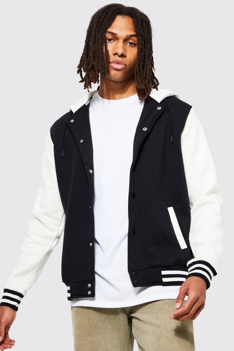 Black nero Jersey Bomber With Contrast Hood image number 1