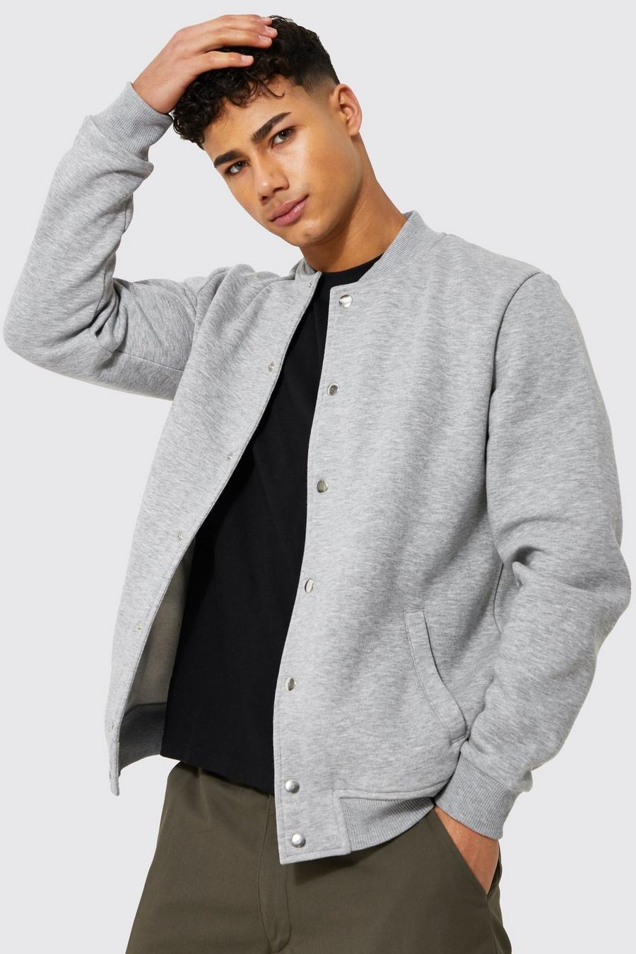 Grey marl Limited Edition Curve Print Jersey Bomber 