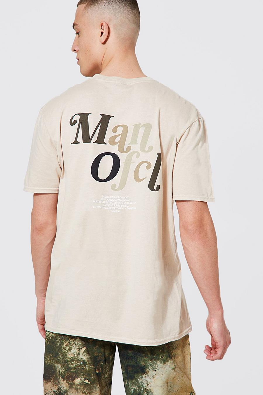 Sand MAN Ofcl Oversize t-shirt med tryck bak image number 1