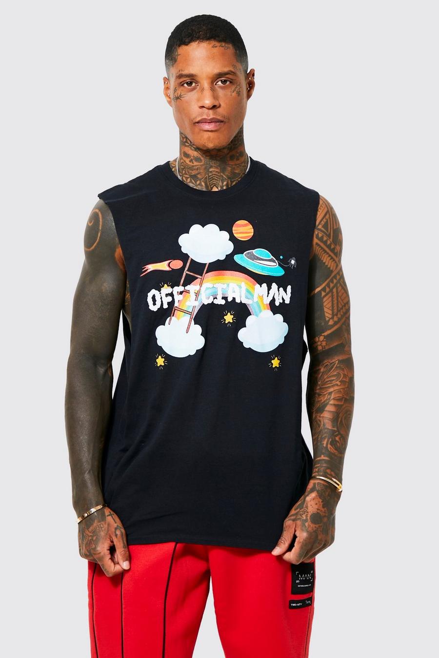 Black Oversized Official Man Graphic Tank image number 1