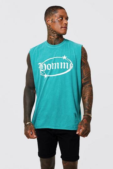 Oversized Homme Tank Top Met Logo green