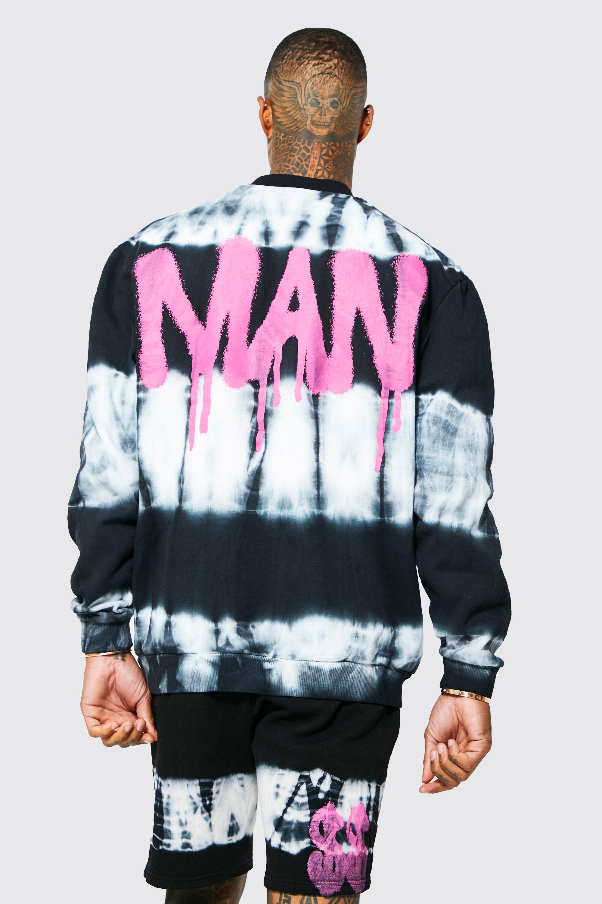 Men's Oversized Tie Dye Skull Short Tracksuit | Boohoo UK