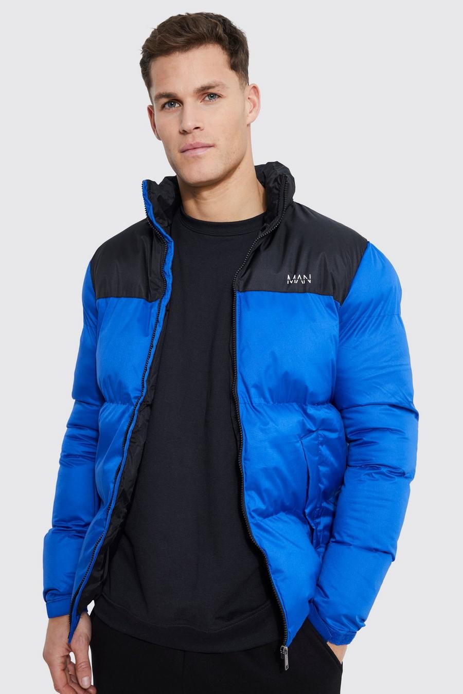 Blue MAN Dash Tall Puffer jacket med blockfärger image number 1