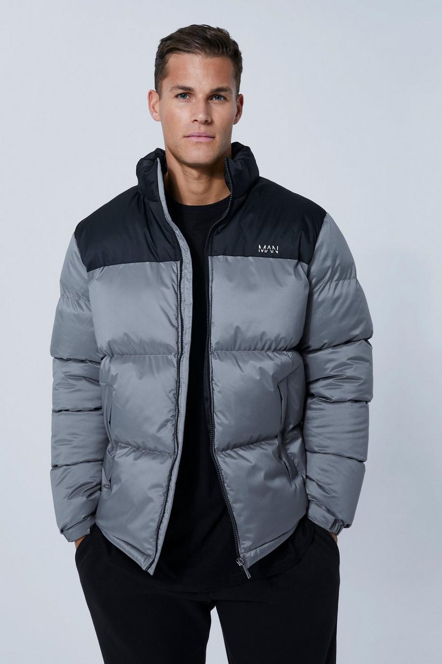 Charcoal Tall Man Dash Colour Block Puffer image number 1