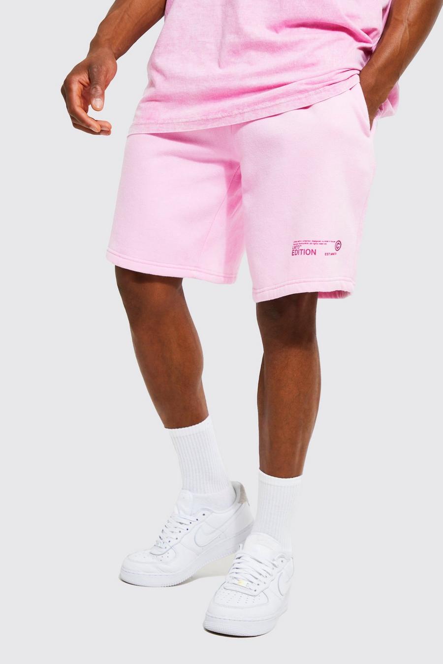 Pink Oversized Washed Jersey Shorts image number 1