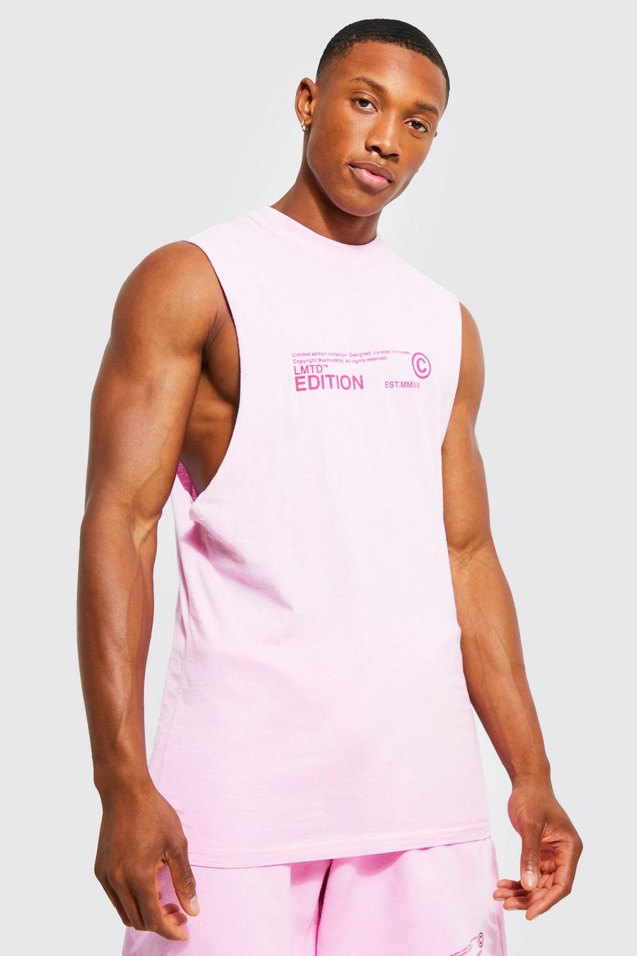Pink Drop Armhole Washed Tank image number 1