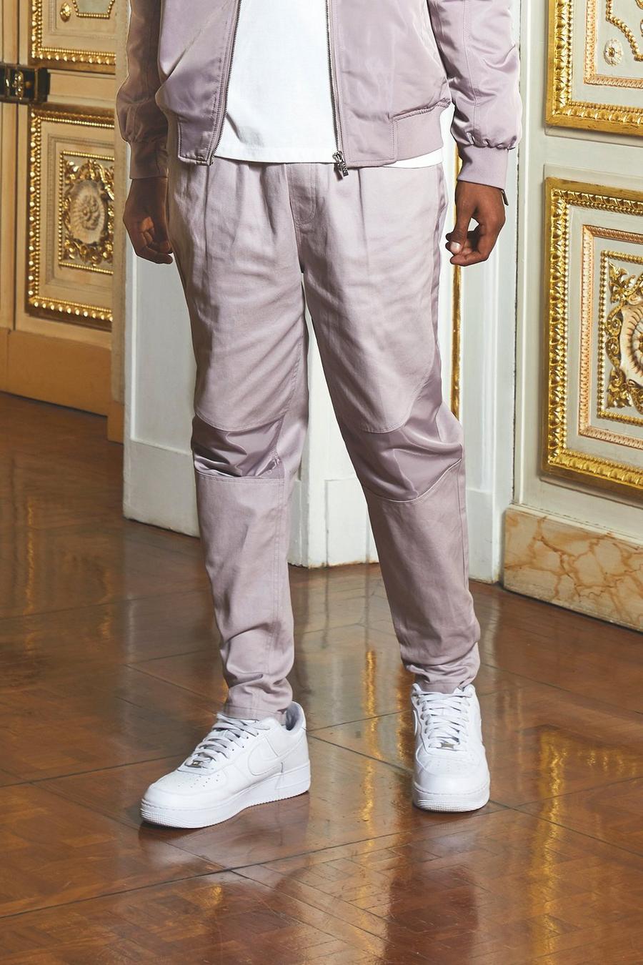 Pantaloni Smart Slim Fit in raso con dettagli stile Biker, Pink image number 1