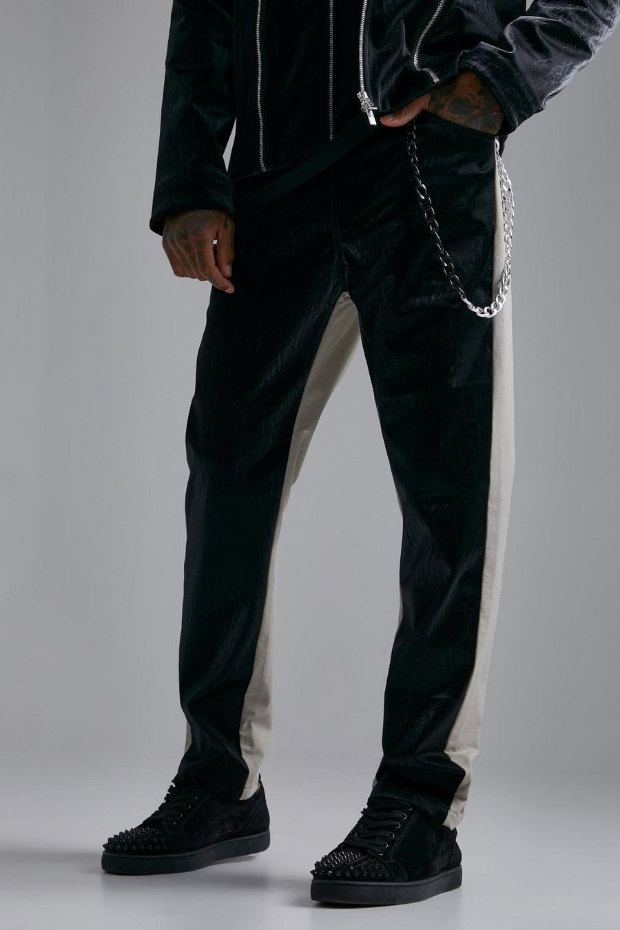 Black Fixed Waist Straight Side Panel Trouser image number 1
