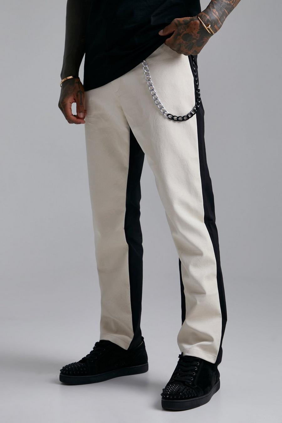 Stone Fixed Waist Straight Side Panel Trouser image number 1