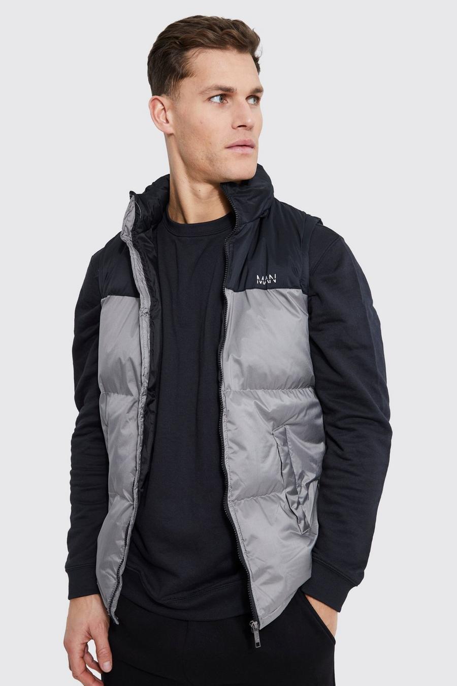 Charcoal Tall Man Dash Colour Block Gilet image number 1