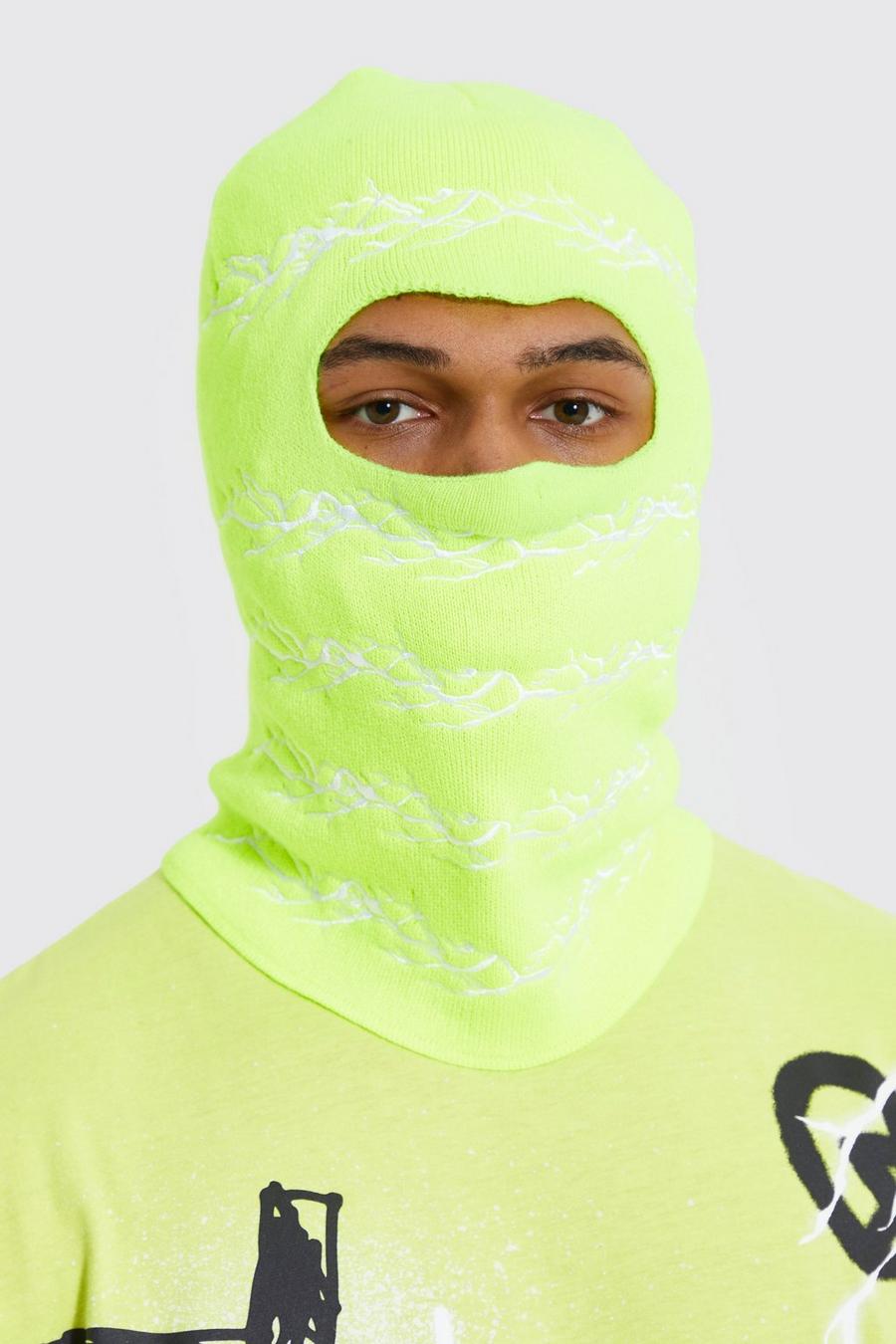Lime Lightening Embroidered Trippy Balaclava image number 1
