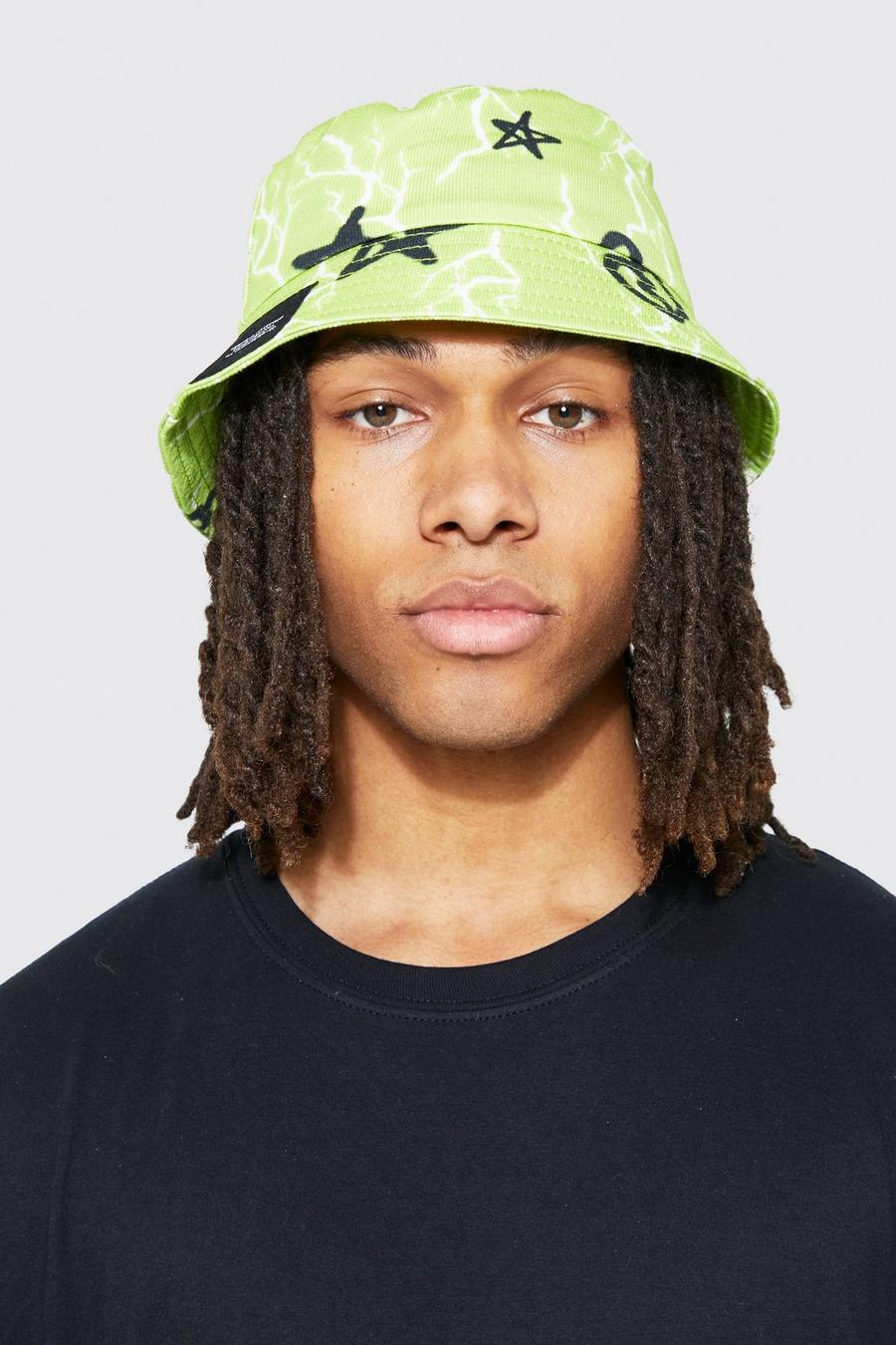 Lime All Over Print Graffiti Bucket Hat image number 1