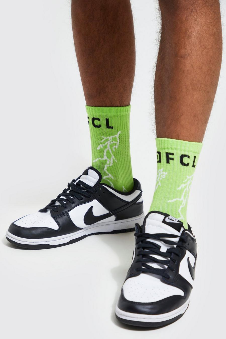Lime vert Jacquard Lightning Sport Sock image number 1