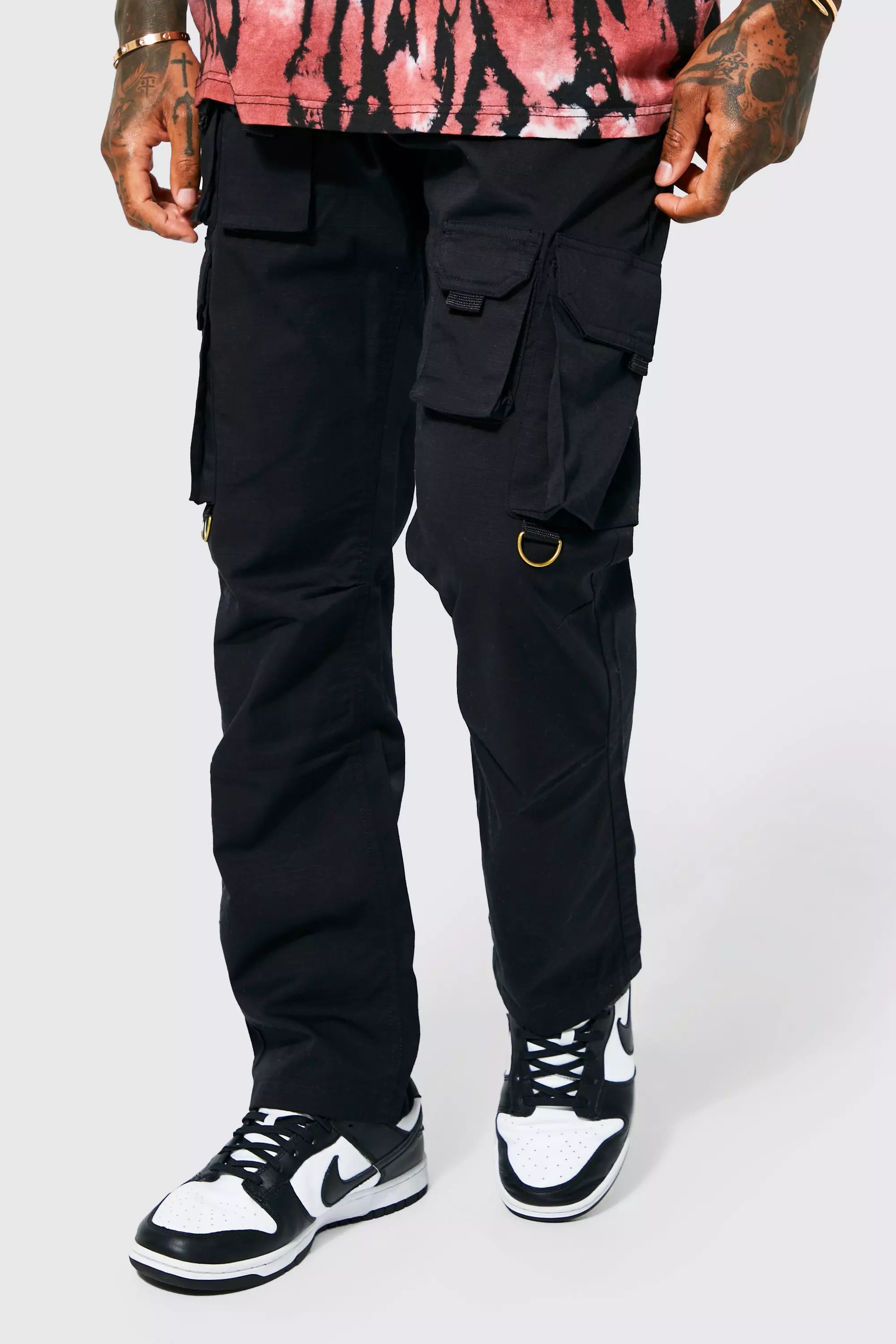 Black Fixed Waist Straight Leg Ripstop Cargo Trouser alternative image