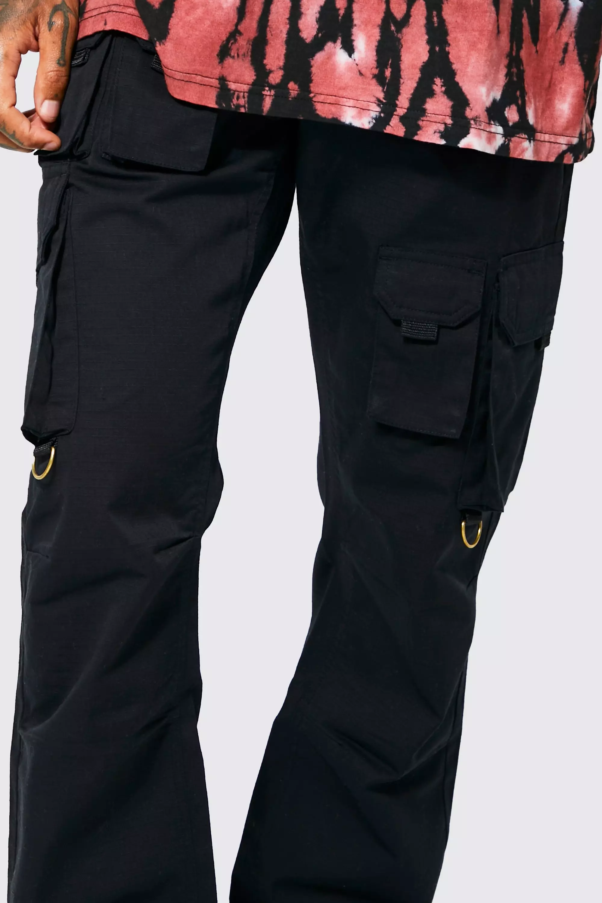 Black Fixed Waist Straight Leg Ripstop Cargo Trouser alternative image